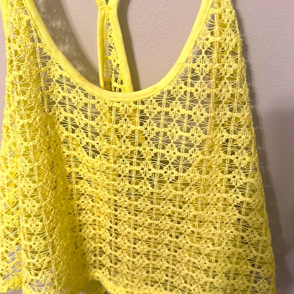 PINK halter strap tank top, yellow in color. Size M/L - Picture 4 of 4
